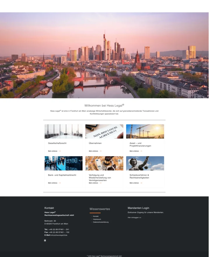 Webdesign Referenz von Artmedia Jäger Wiesbaden - Hess Legal
