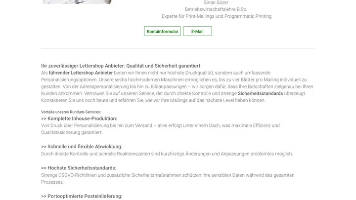 Webdesign Referenz von Artmedia Jäger Wiesbaden - Briefmailing
