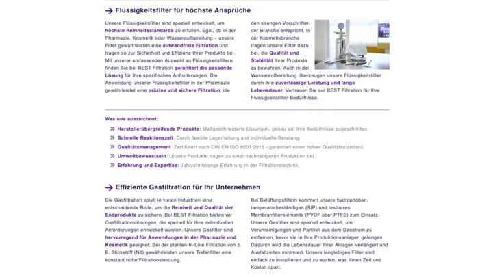 Webdesign Referenz von Artmedia Jäger Wiesbaden - BEST Filtration GmbH & Co. KG 