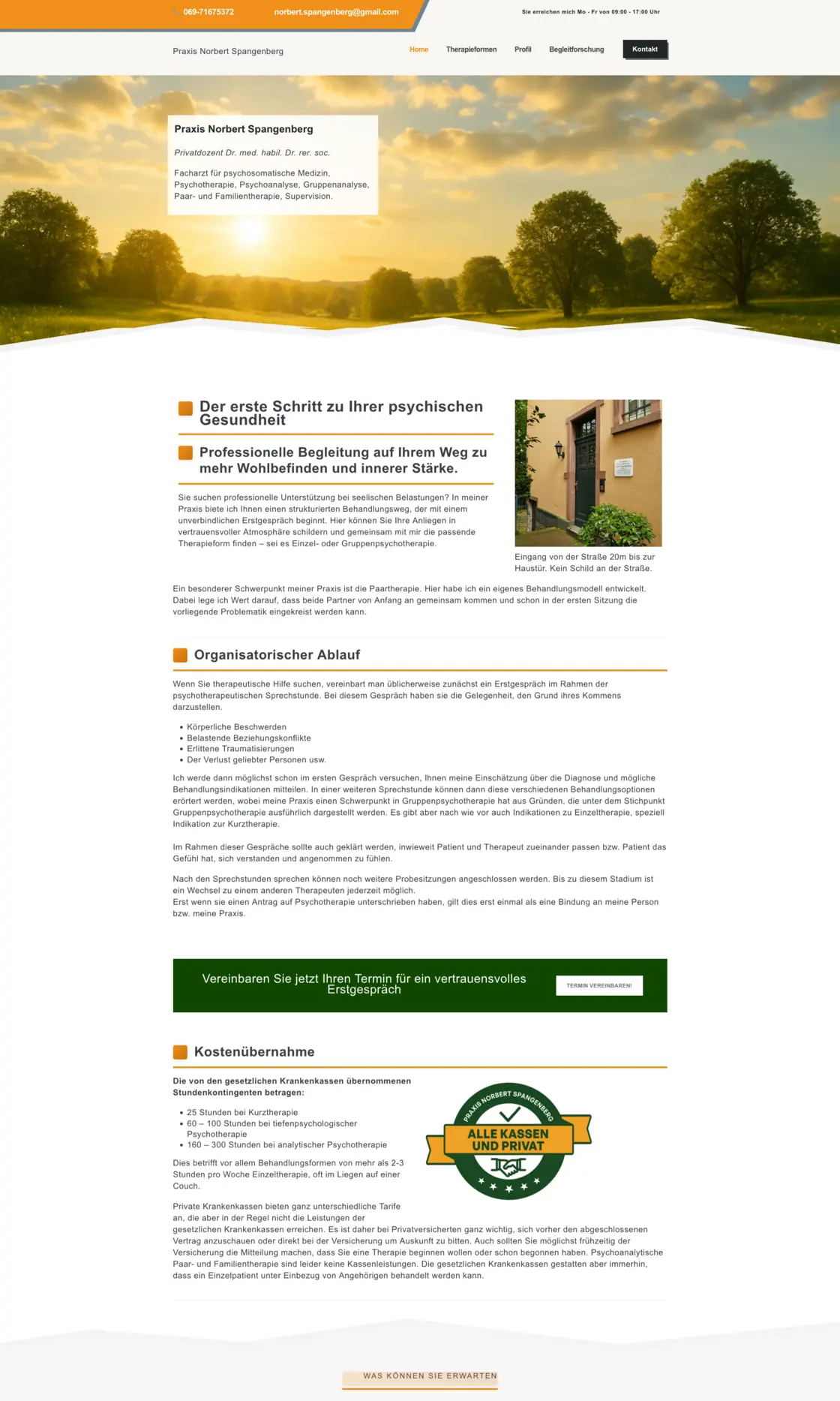Website von Praxis Norbert Spangenberg