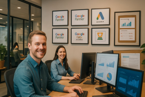 Google Ads Agentur Wiesbaden: Zertifizierte Experten für Ihren Google Ads Erfolg vor Ort - Google Ads Agentur Wiesbaden Modernes Google Ads Agentur Büro mit Partner-Zertifikaten und zufriedenen Mitarbeitern Wiesbaden - Google Ads Agentur Wiesbaden