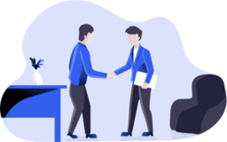 Webdesign Wiesbaden – Professionelle Zusammenarbeit mit klarer Struktur Illustration zweier Personen, die sich zur Begrüßung die Hand geben – eine symbolische Darstellung für professionelle Zusammenarbeit im Bereich Webdesign in Wiesbaden.