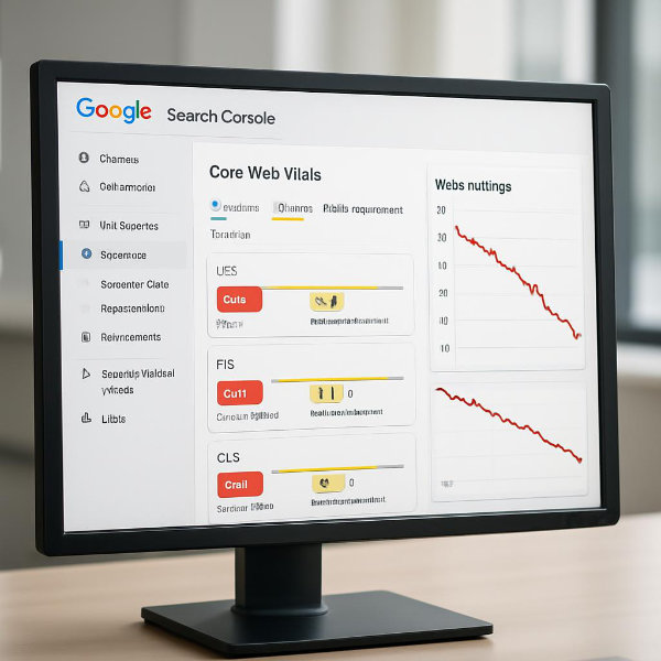 Core Web Vitals optimieren für bessere Google Rankings - Ladezeiten beeinflussen SEO direkt - Pagespeed Optimierung Google Search Console Core Web Vitals Bericht mit LCP, FID und CLS Metriken und SEO Ranking Auswirkungen - Pagespeed Optimierung